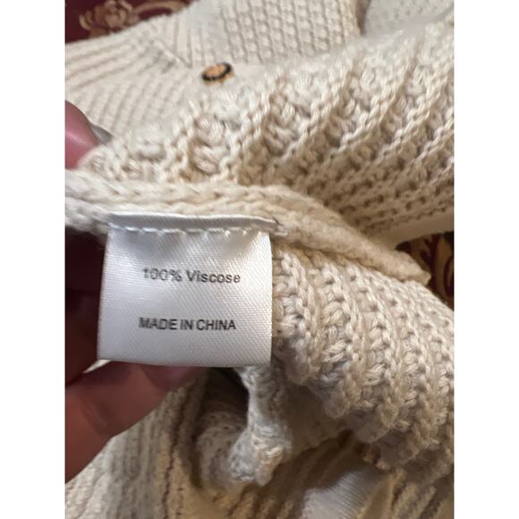MEROKEETY Button Down Sweater Cardigan with Pockets Cream NWT Size XL - Picture 8 of 9